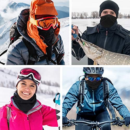 HEGCOIIE Neck Warmer Snood for Men & Women,Winter Neck Gaiter Fleece Bandana Face Covering Mask Windproof Neck Scarf Neckwear for Outdoor Sports Motorcycle Skiing Running Cycling (Black) — view 6