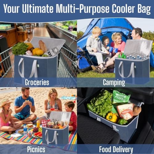 VENO 2 Pack Cooler Bag Insulated Grocery Bags for Food Delivery Heavy Duty — view 5