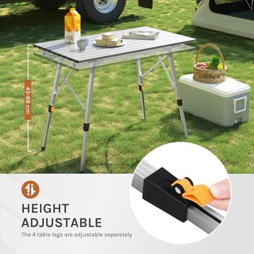 WOLTU Folding Camping Table Height Adjustable 90x52x (45-69) cm, Silver — view 5