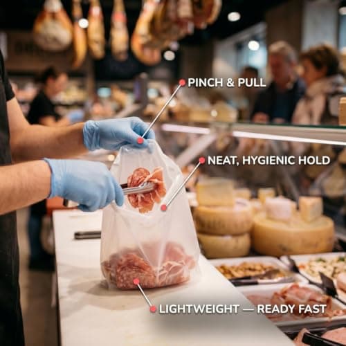 Venuscello® 1000 x Hi-Thene White HDPE Counter Polythene Butcher Bags 8 x 10 Inch Food Grade for Meat Fruit Vegetables Freezer Storage — view 4