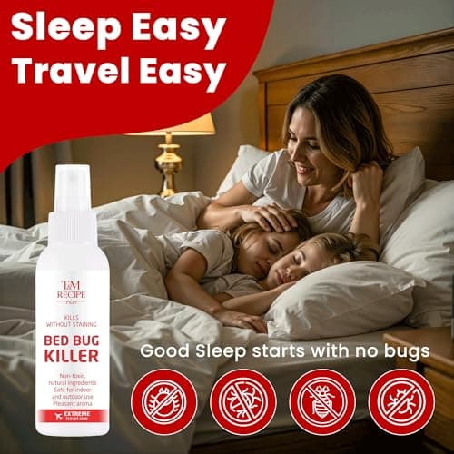 T&M Recipe Bed Bug Spray for Mattress 100ml - Fast-Acting & Fabric-Safe Bed Bug Killer Spray for Mattress, Non-Staining & Safe Around Kids & Pets, Ideal for Air Travel, Hotels, and On-The-Go Use — view 5