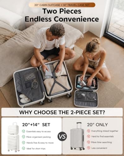 Kono Suitcase Set of 2, Lightweight Cabin Luggage with Travel Case — view 2