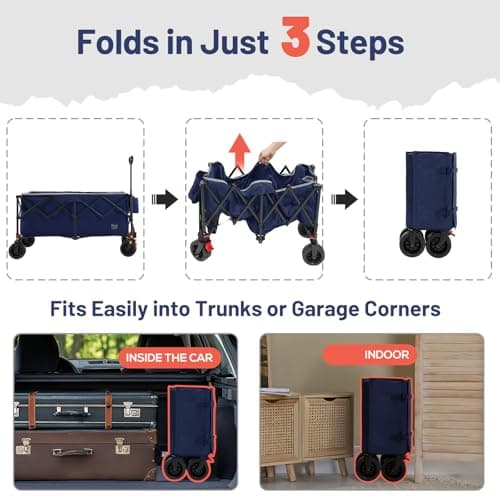 TIMBER RIDGE Festival Trolley on Wheels 300L Heavy Duty Camping Trolley Folding Wagon Trolley with Brakes, Portable Pull Garden Wagon Cart Lightweight for Outdoor Picnic Shopping Fishing — view 5