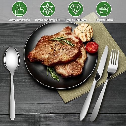 Vicloon 5 Pcs Cutlery Set with Portable Pouch Case, Stainless Steel Flatware Set with Bottle Opener, Travel Cutlery Set with Spoon, Knife, Fork, for Camping Picnic Office School Lunch, Green — view 4