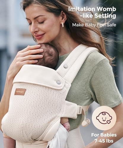 Momcozy Baby Carrier for 3-24M/3.2-20kg, Waist 64-127cm, Air Mesh-Apricot — view 2