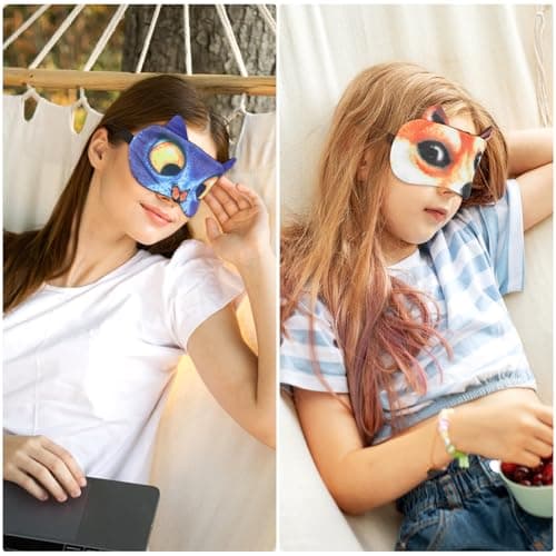 Dimeho 4 Pcs Funny Sleep Mask Cute Animal Blindfolds Soft Adjustable Sleeping Eyeshade Travel Nap Eye Cover for Men Women Plane Game Night Sleeping Cat Dog Pattern — view 4