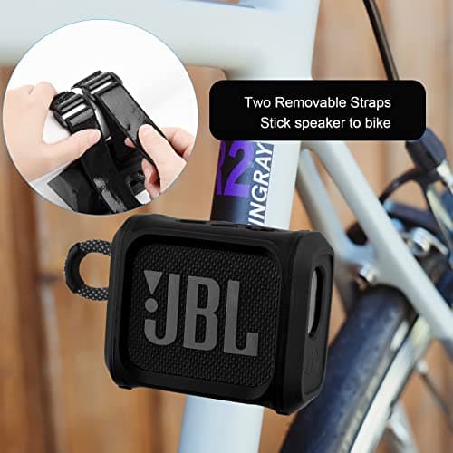 Silicone Case for JBL Go 3 Portable Speaker Travel Carrying Case Protective Sleeve Speaker Cover with Bike Speaker Mount Strap — view 4