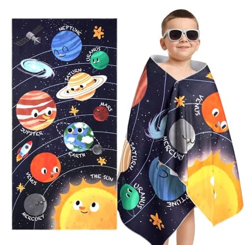 WERNNSAI Planet Microfibre Beach Towel for Kids, 76 x 150cm Bath Towel — view 2