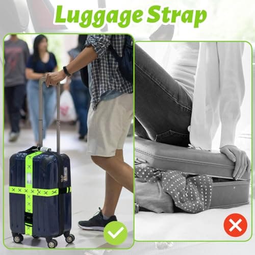 2Pcs Luggage Straps with Combination Lock, 200cm Adjustable Travel Suitcase Belts Travel Packing Accessories Suitcase Straps for Flight Trip, Easy to Recognize (Yellow) — view 4