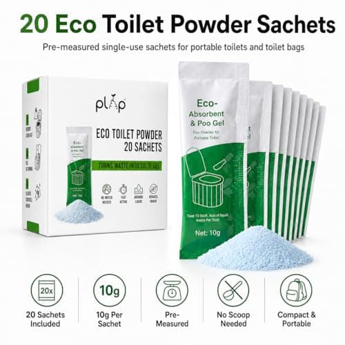 PlopEco® 20PCS Portable Toilet Sachets for Camping & Travel, Fast-Acting Waste Solidifier with Absorbent Powder for Toilet Bags, Car, Van Life, Outdoor & Emergency Kits — view 2