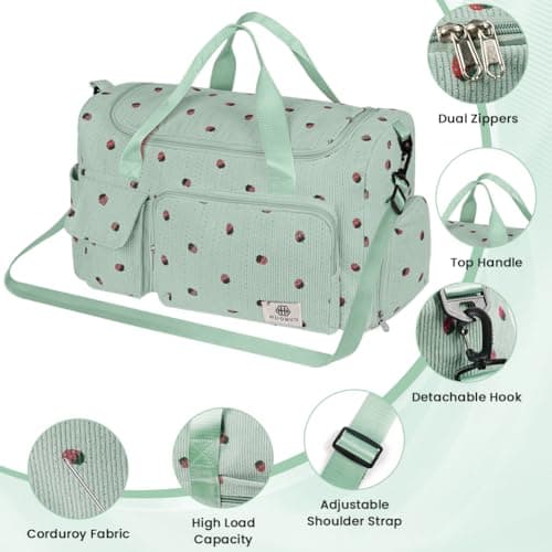 Adiwo Large Gym Bag Womens, Sports Bag with Shoes Compartment, Multiple Compartments, Foldable Overnight Weekend with Wet and Dry Separation, Large + Small Holdall for Gym Sports and Travel, Green — view 4