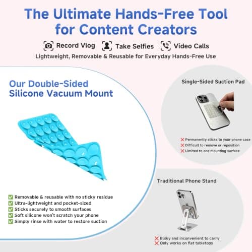 2 Pcs Double Sided Silicone Suction Cups Phone Mount, Sticky Phone Grip — view 3