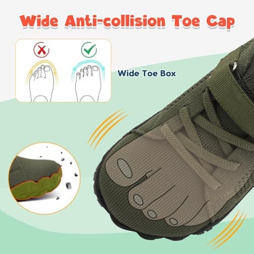 JOINFREE Kids Wide Sneakers Hiking Shoes Girls Boys Breathable Walking Shoe Toddlers Tennis Sneaker ArmyGreen UK Child 10 Child — view 2