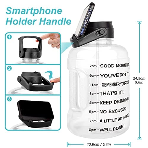 BuildLife Motivational Water Bottle 2.2L - Large Capacity Water Jug with Straw & Time Marker & BPA Free Ensure Enough Water-Drinking Throughout The Day (Clear, 2.2L) — view 4