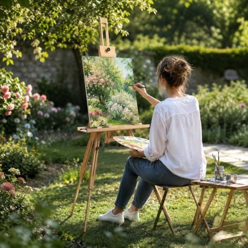 EXERZ Wooden Tripod Easel Beech Wood Foldable Artist Canvas Stand — view 6