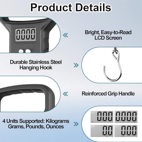 Digital Luggage Scale, Portable Suitcase Weighing Scales for Travel, 110lb/50kg Capacity with Backlit LCD Display, Essential Baggage Weight Scale for Air Flyers and Outdoor Enthusiasts (Rechargeable) — view 5