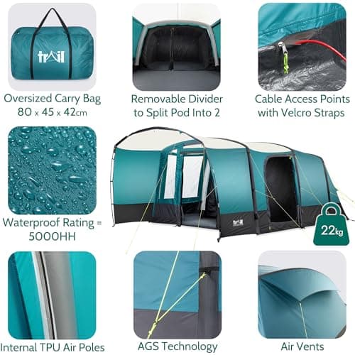 Trail Luxton 5 Man Inflatable Air Tent, L515cm x W330cm x H200cm — view 5