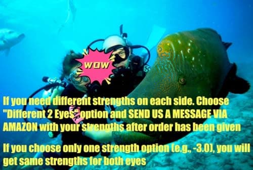 WOWDECOR Scuba Diving Mask Snorkel Mask, Panoramic View Anti-Fog Dive Mask Swim Goggles Snorkeling Gear for Adults Kids with Nose Cover (Blue, minus 1.5) — view 4