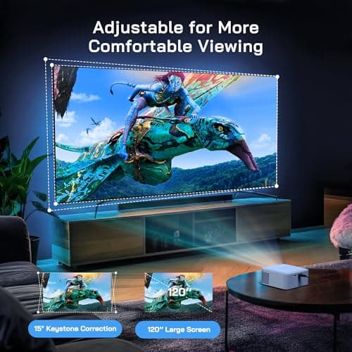 WOLFANG Mini Projector with Tripod, 1080P Full HD Portable Phone Projector, Outdoor Home Theater Movie Projector Compatible with HDMI, USB, Smartphone, Tablet, PC, TV Stick, AV, Micro SD Card — view 3