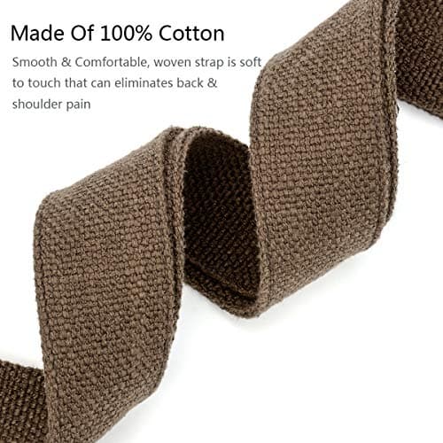 BestSounds Guitar Strap 100% Soft Cotton Genuine Leather Ends Strap for Acoustic Guitar, Electric Guitar, Bass & Mandolins (Coffee) — view 2