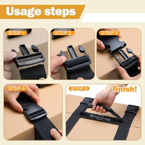 ECOSHIRE Carrying Strap with Handle, Handheld Belt for Safely Moving and Lifting Heavy Boxes, Adjustable Belt, H-Shaped Style Carry Straps, Suitable for Cylinder, Camping Mat(61 inch) — view 4