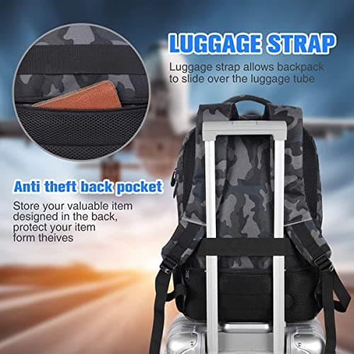 School Backpack Boys / Girls / Teenagers, Backpack School, Laptop Backpack for Men / Women, Daypacks Business Backpack with USB, Camouflage, 15,6 Zoll, Rucksack — view 5