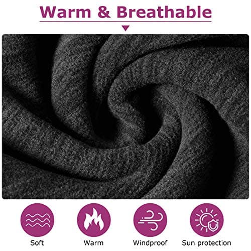 2 Pieces Winter Neck Warmer Gaiter Fleece Ski Neck Scarf Warm Windproof Balaclava Cold Weather Scarf Tube Cover Bandanas for Men Women Winter Motorcycle Skiing Running Cycling (Black, Purple) — view 3