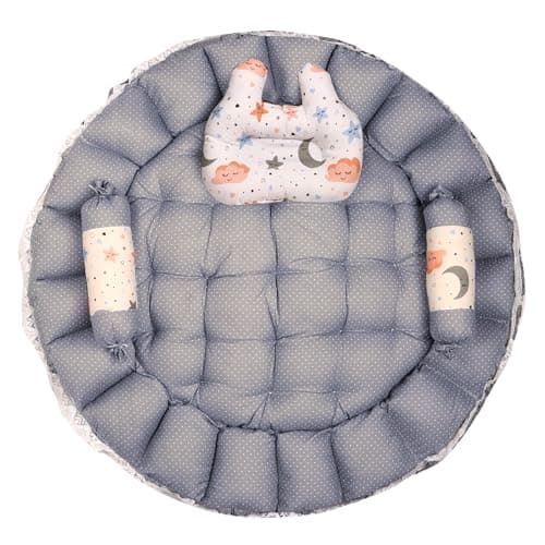 AD's Cuddle Premium Baby Nest Pod with Mosquito Net & Bedding Set, 100% Cotton, 0–12 Months, with Bolsters, Pillows and Mosquito Net (5 color) (Grey) — view 6
