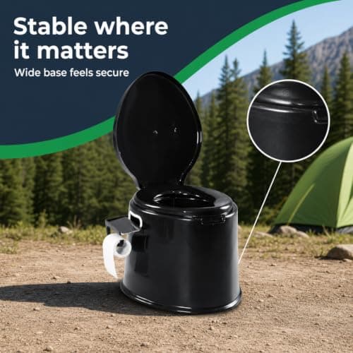 CMY 5L Portable Camping Toilet with Seat, Lid, Handles & Toilet Roll Holder — view 5