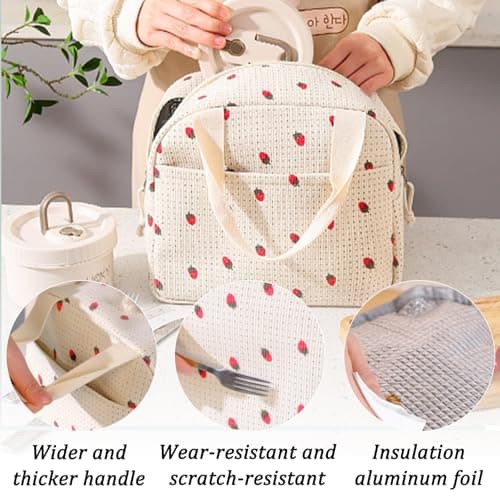JiaYouLC Reusable Lunch Bags for Adults Women's Insulated Cooler Lunchbag Girls Ladies Waterproof Lunch Box Tote Bag for Work Travel Picnic School (PurpleFlower) — view 3