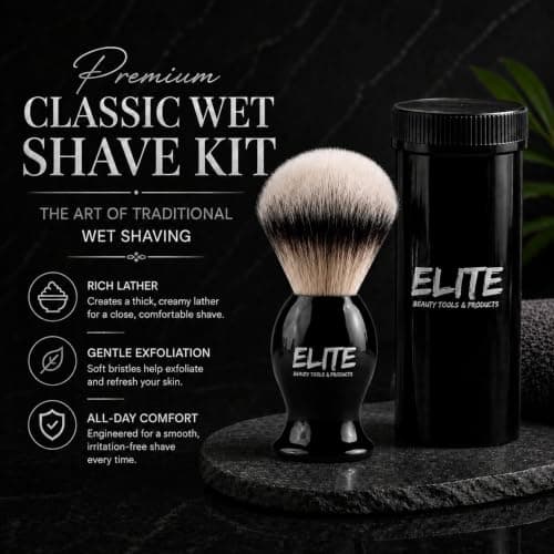 Shaving Brush Rich Lather with Plastic Box for Travelling Bristle Travel Brush for Male Grooming, Barbers and Salon. Wet Shaving Brush for Men (Black) — view 4