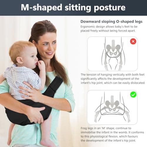 AOOWU Baby Carrier, Toddler Carrier Side, Baby Sling Carrier, Baby Wrap Carrier with Adjustable Shoulder Straps, Child Sling Baby Side with Shoulder Strap, Baby Sling for Newborns to Toddlers — view 5