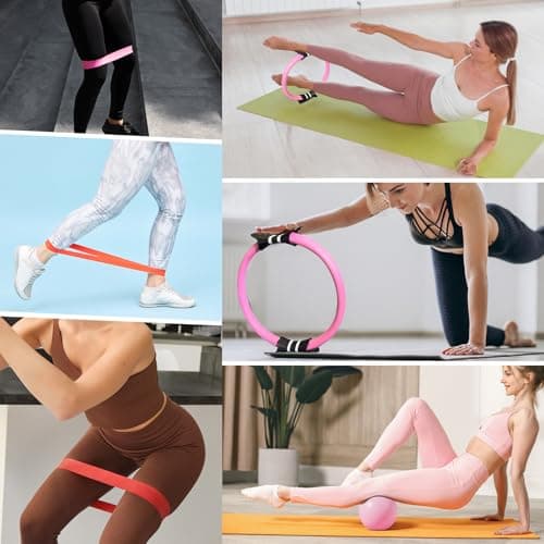 Pilates Ring Set, 14Inch Magic Circle, 9 inch Exercise Ball, 3 Resistance Bands (10/20/30 lbs), Home and Travel Pilates Equipment Kit for Toning, Strength & Flexibility — view 3