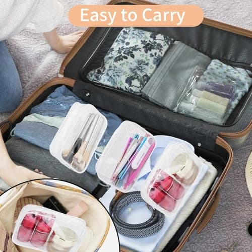 X-BLTU 12 Pcs Clear Travel Toiletries Bag with Zipper, for Women Men, White — view 4