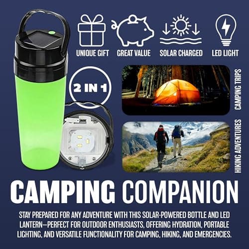 2 in 1 Solar Camping Lamp Cup - Light up Water Bottle with Carry Handle | Rechargeable, Solar Powered, Ideal for Camping, Hiking & Travel | Lamp, Lantern, Night Light — view 3