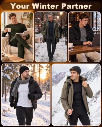 Roadbox Men's Thermal Underwear Set, Fleece Lined Base Layer Long Johns — view 6