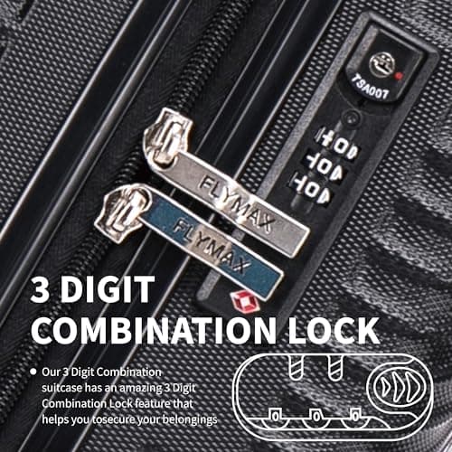 Flymax 55x35x20 4 Wheel Super Lightweight Cabin Luggage Suitcase Hand Carry on Flight Travel Bags On Board Fits Flybe Easyjet Ryanair Jet 2 BA Black — view 6