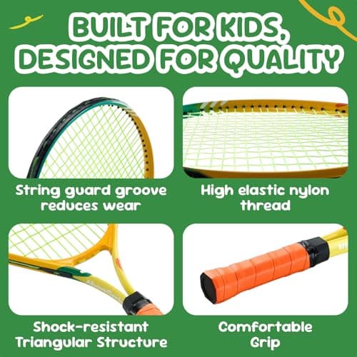 AboveGenius Kids Tennis Racket Set, 21-23 inch Tennis Racket for Toddler Youth Starter Kit, 3 Balls, 2 Lightweight Racquets with Easy Carrying Shoulder Strap Bag Visit the AboveGenius Store — view 2
