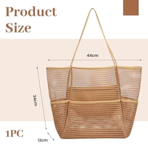BelleVive Beach Bag with Mini Pouch, Beach Tote Bags, Large Foldable Mesh Travel Bags for Swimming Pools, Mesh Tote Bag for the Beach, Hobo Bag for Women, Shoulder Bag — view 4