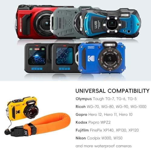 JJC Floating Wrist Strap for Olumpus TG-7 TG-6 TG-5 TG-4, Gopro Hero 9 Hero 8, Fujifilm FinePix XP140, XP120, Nikon W300 W100 & Other Underwater Cameras - Orange — view 3