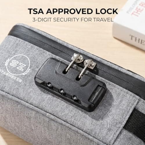 Stasheeze Faraday Pouch Smell Proof Bag Container Case Odour Proof Bags Carbon Lined Storage Bag 21x11x8CM Waterproof TSA Lockable Bag (Grey) RFID Blocking — view 4