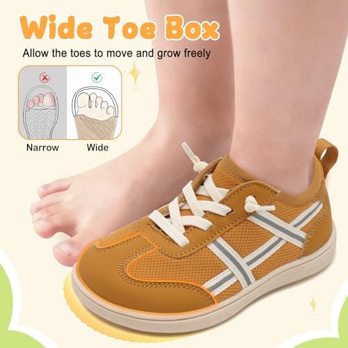JOINFREE Toddler Walking Shoes Wide Toe Box Kids Shoes Brown — view 3
