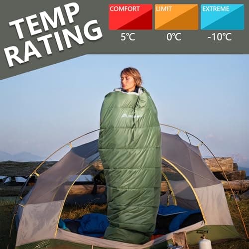 BISINNA 4 Season Mummy Sleeping Bag for Adults Cold Weather with Adjustable Hood, Phone Pocket for Hiking, Camping, Traveling, Adults & Kids (Green) — view 5
