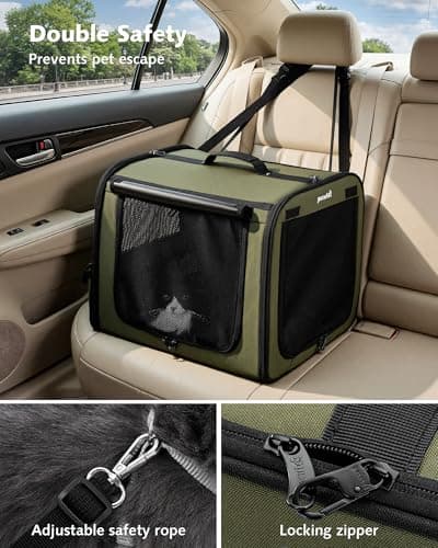 Dog Car Carrier LightWeight 50×37.5×43cm, Foldable Dog Carrier, Green — view 4