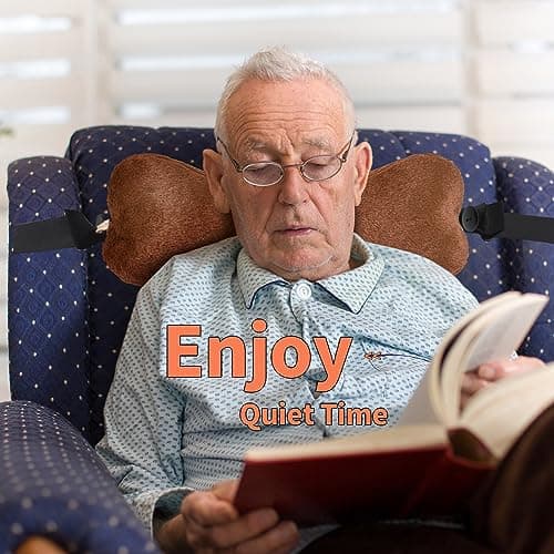 Jiangding Neck Pillow soft Bone shape for sofa Armchair Recliner Couch Office Chair Airplanes Sleeping Travel Great Pain Relief Supportive Neck Head Waist Fixable (Brown-ty) — view 2