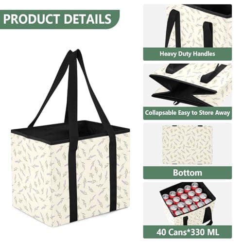 Grckit Car Trunk Organizer Lavender Pattern Heavy Duty Collapsible Storage Tote Bag with Reinforced Handles for Shopping Travel Picnic — view 3