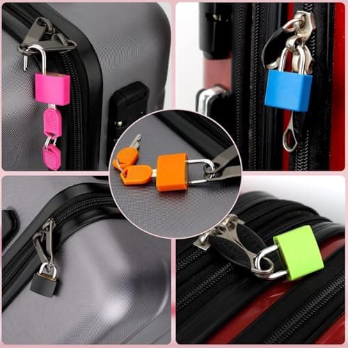 4 Pack Mini Suitcase Locks with Keys, Colour-Coded Small Metal Luggage Padlocks for Travel Bags, Zip Cases, Backpacks, Gym Lockers, Laptop Bags, Drawers, Diaries and Toolboxes, 8 Keys, Travel Security — view 3
