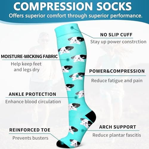 Compression Socks for Women and Men 15-20 mmHg 6 Pack Compression Stockings Circulation-Best Support for Medical,Running,Nursing,Athletic (B-Assorted-1, Large-X-Large) — view 6