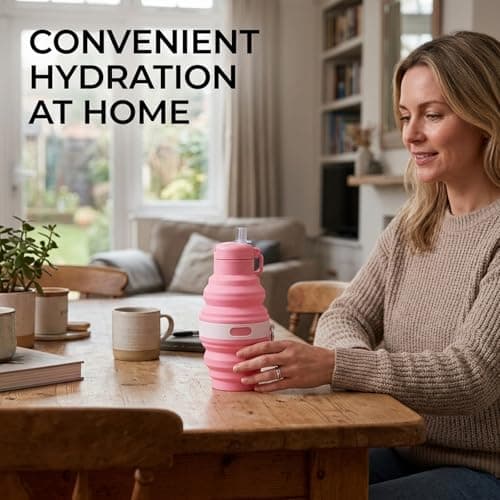 KxrTpx Folding Water Bottle Design, Silicone Water Bottle with Collapsible Feature, Compact 17 by 8.3 cm Size for Portable Hydration — view 4