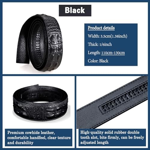 Barry.Wang Ratchet Belt Gift Set Leather Slide Buckle Fashion for Men Business Wedding 3PC — view 4